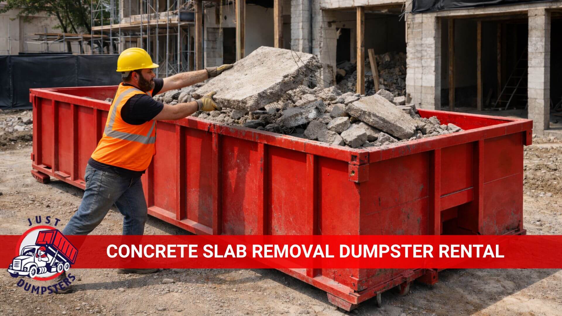 concrete slab removal dumpster rental